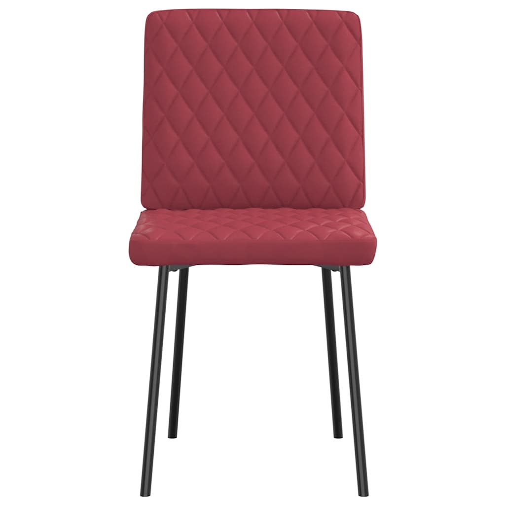 Dining chairs set of 6 burgundy red faux leather