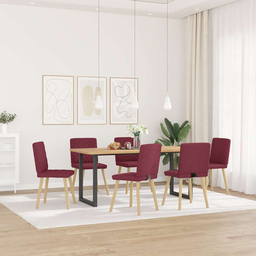 Dining chairs set of 6 burgundy red fabric