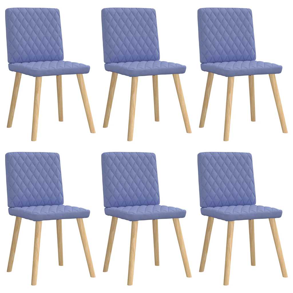 Dining chairs set of 6 blue denim fabric