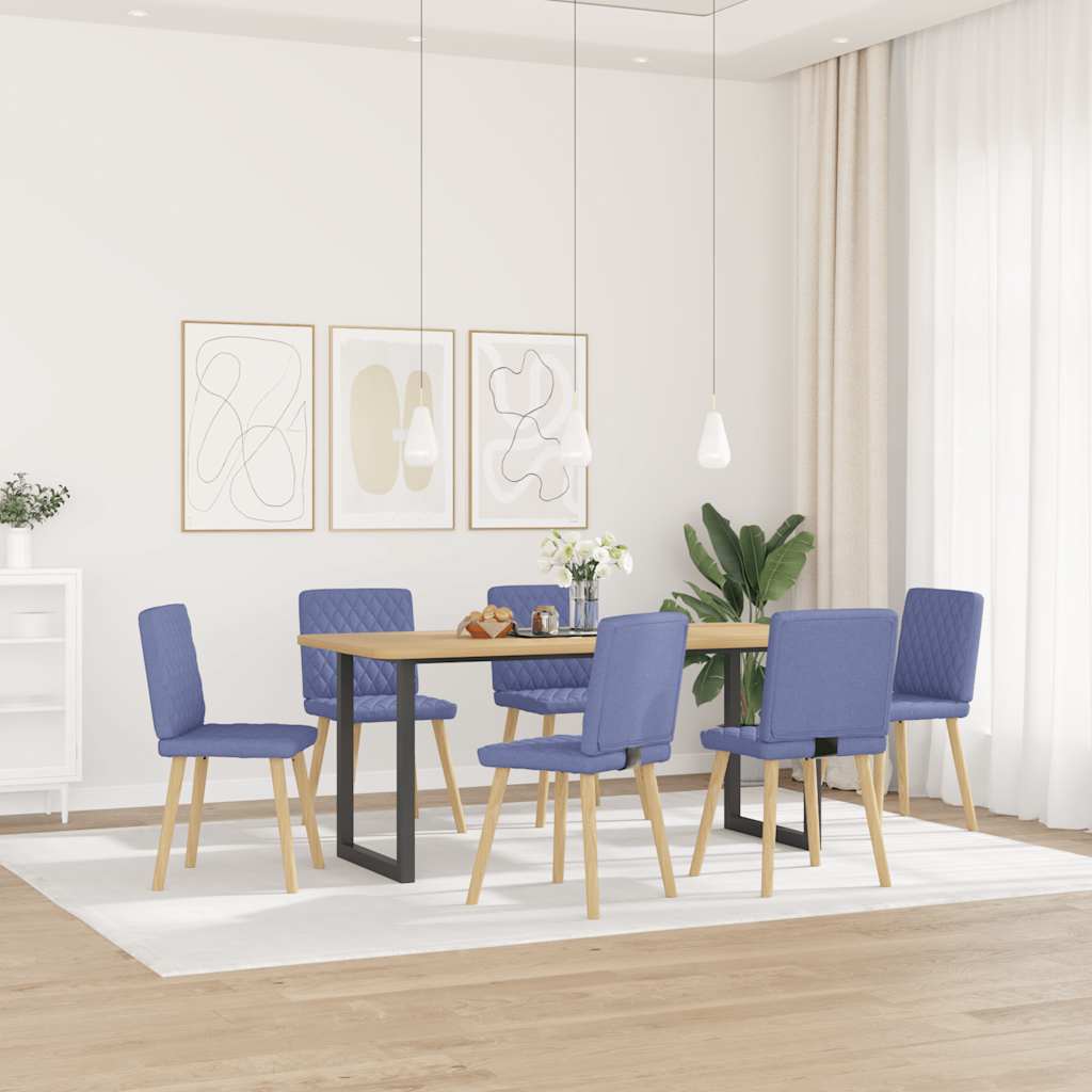 Dining chairs set of 6 blue denim fabric