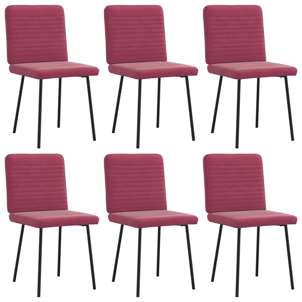 Dining chairs set of 6 burgundy red velvet