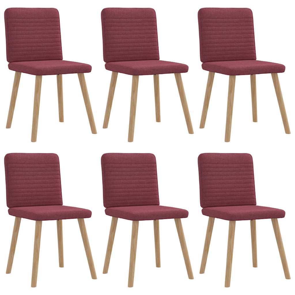 Chaises à manger lot de 6 rouge bordeaux tissu