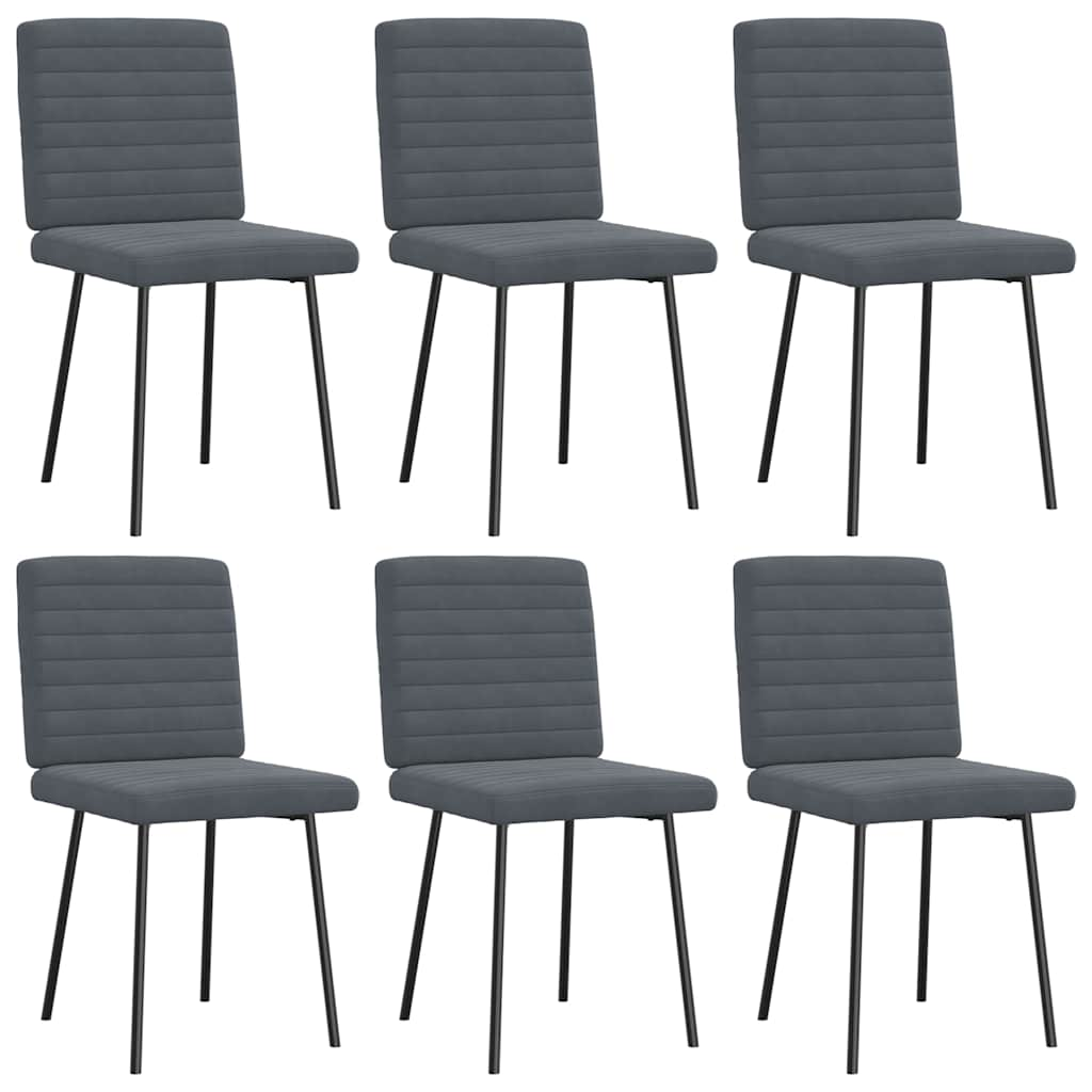 Chaises à manger lot de 6 gris foncé velours