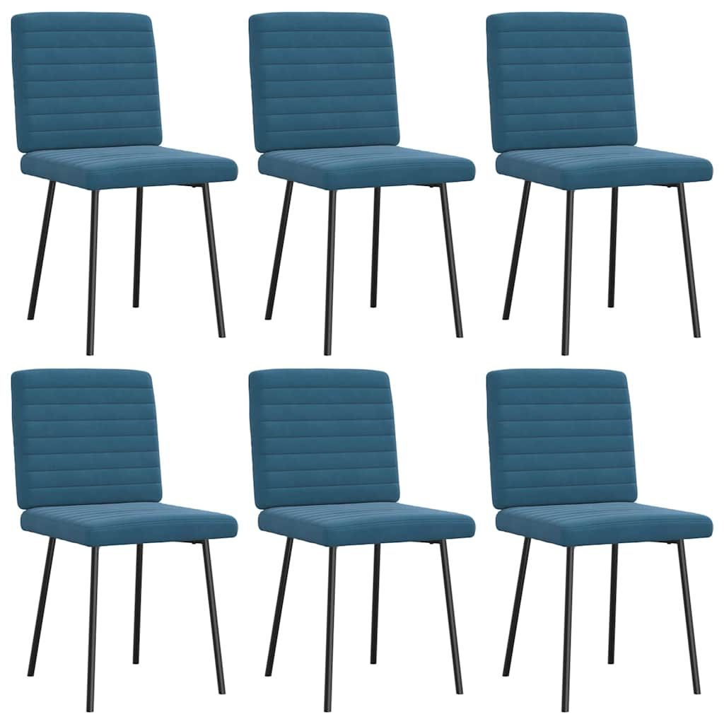 Chaises à manger lot de 6 bleu velours