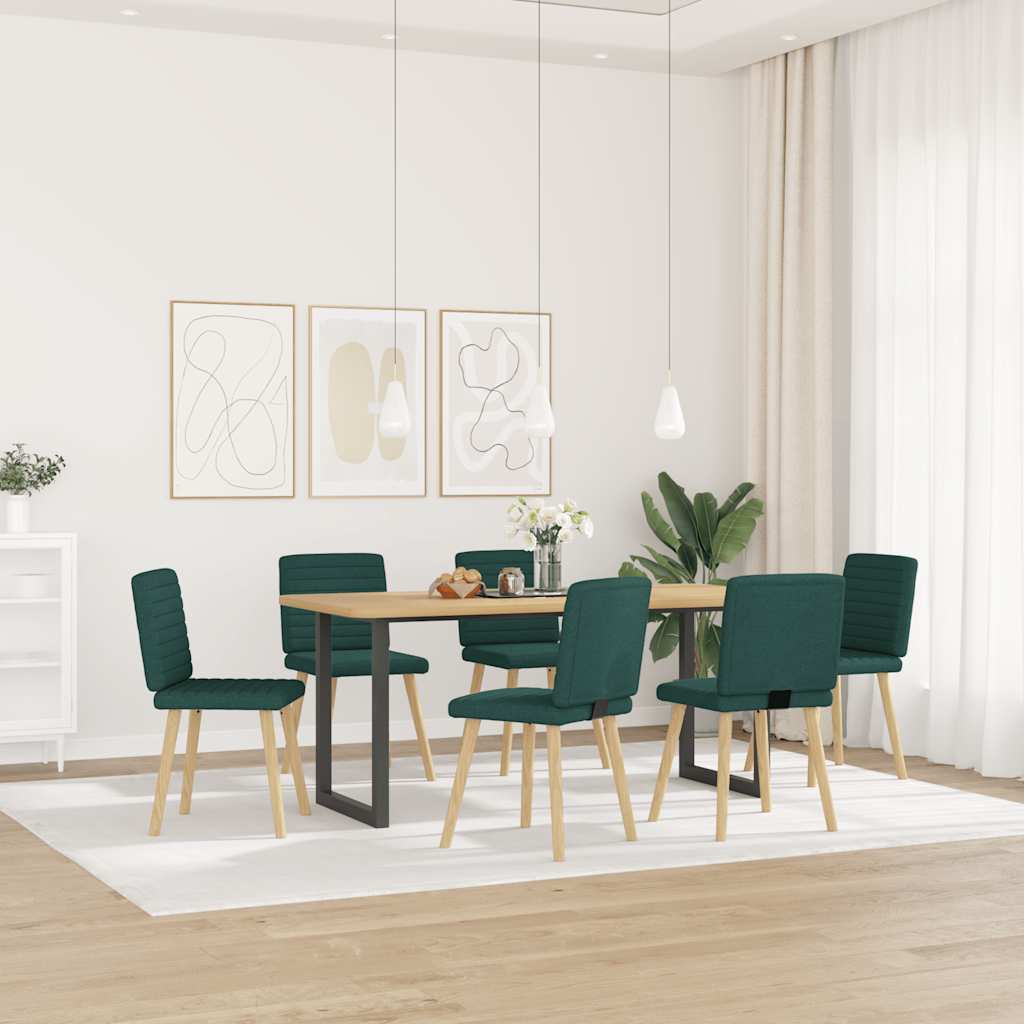 Dining chairs set of 6 dark green fabric