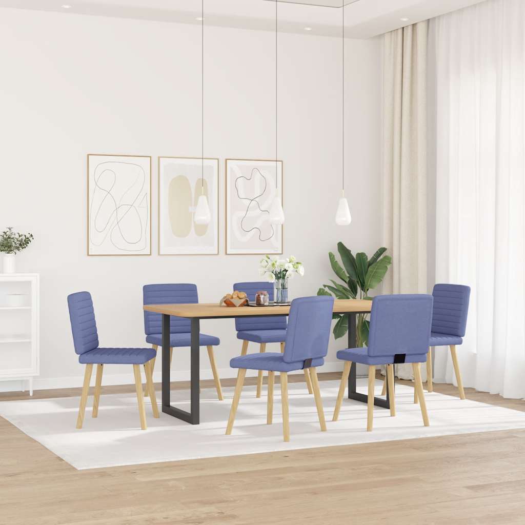 Dining chairs set of 6 blue denim fabric