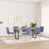 Dining chairs set of 6 blue denim fabric