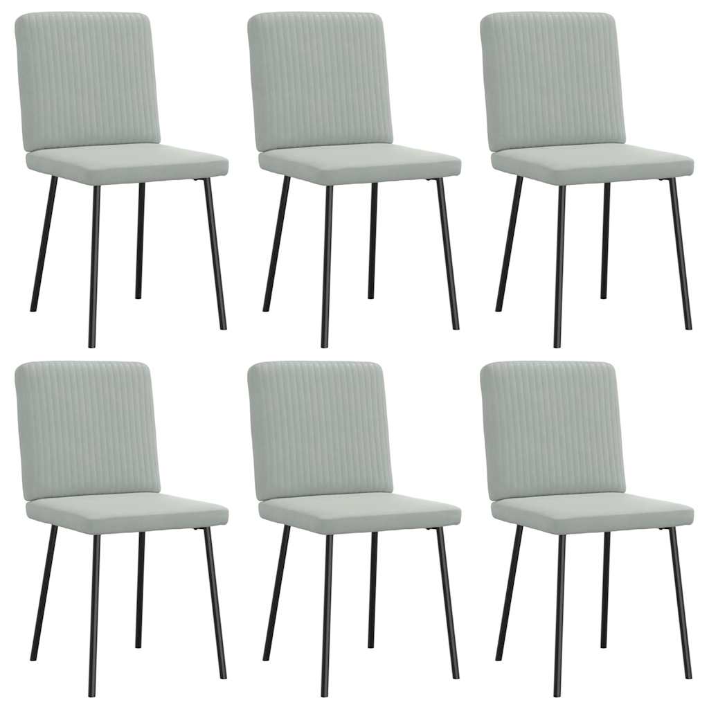 Dining chairs set of 6 light grey velvet