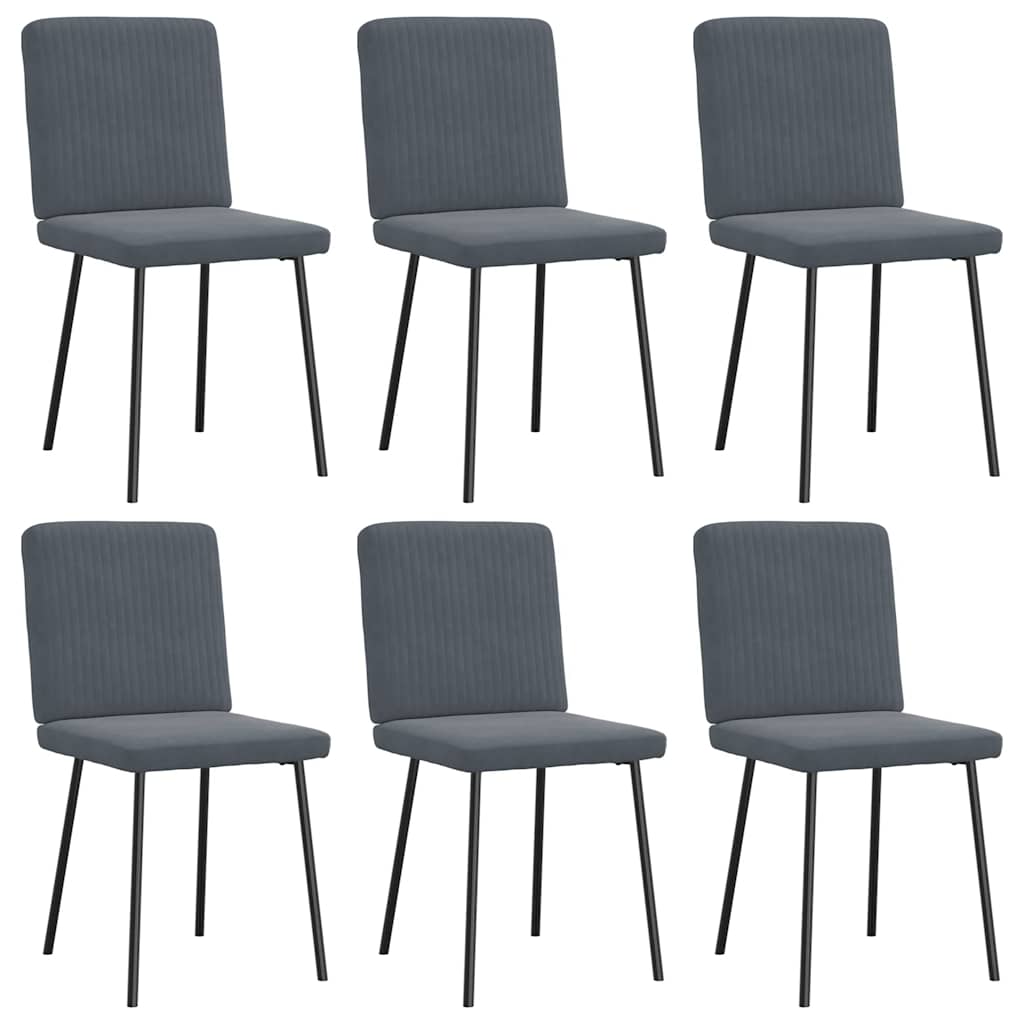 Dining chairs set of 6 dark grey velvet