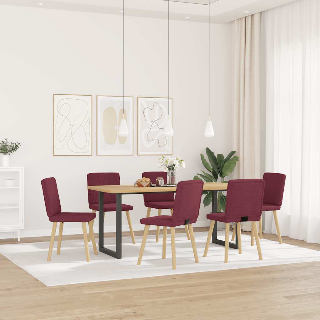 Dining chairs set of 6 burgundy red fabric