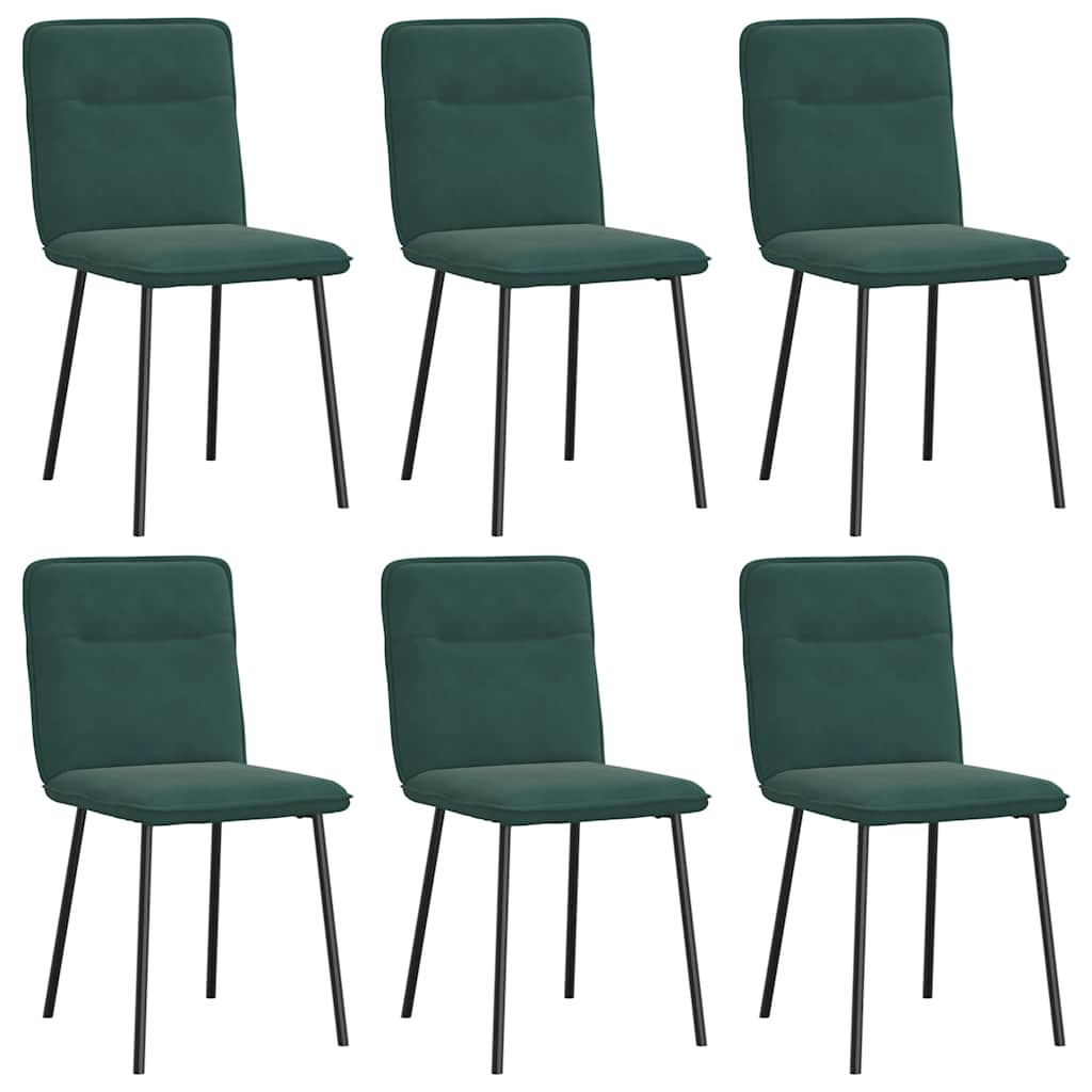 Chaises à manger lot de 6 vert foncé velours