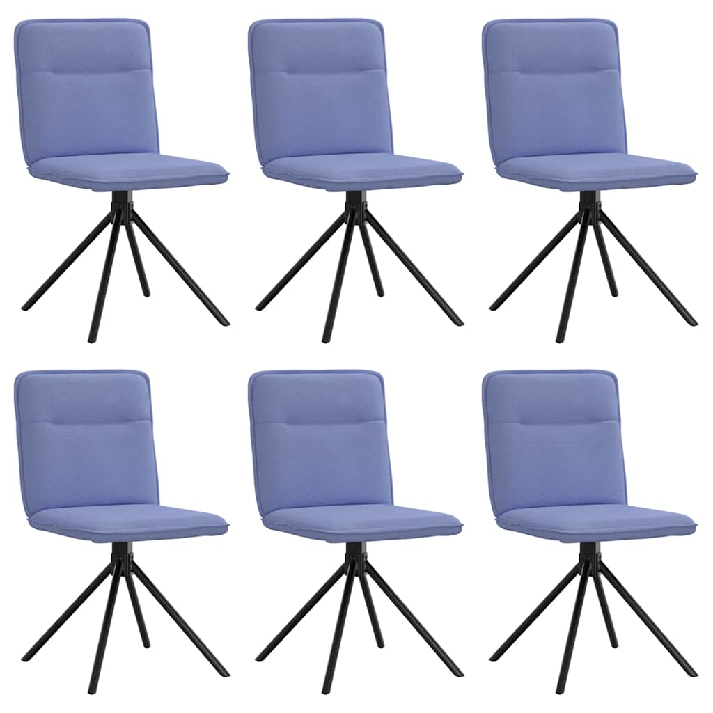 Dining chairs set of 6 blue denim fabric