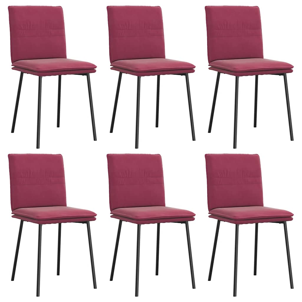 Chaises à manger lot de 6 rouge bordeaux velours