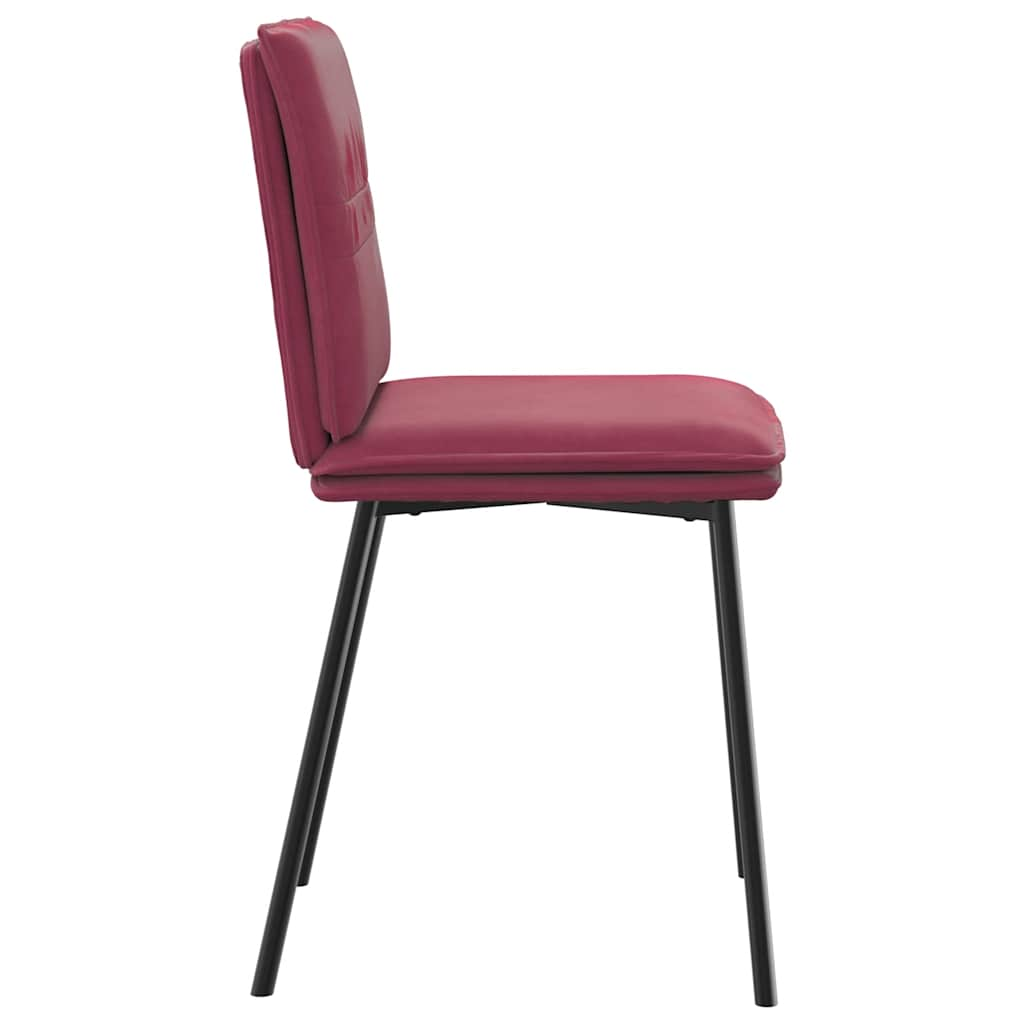 Chaises à manger lot de 6 rouge bordeaux velours