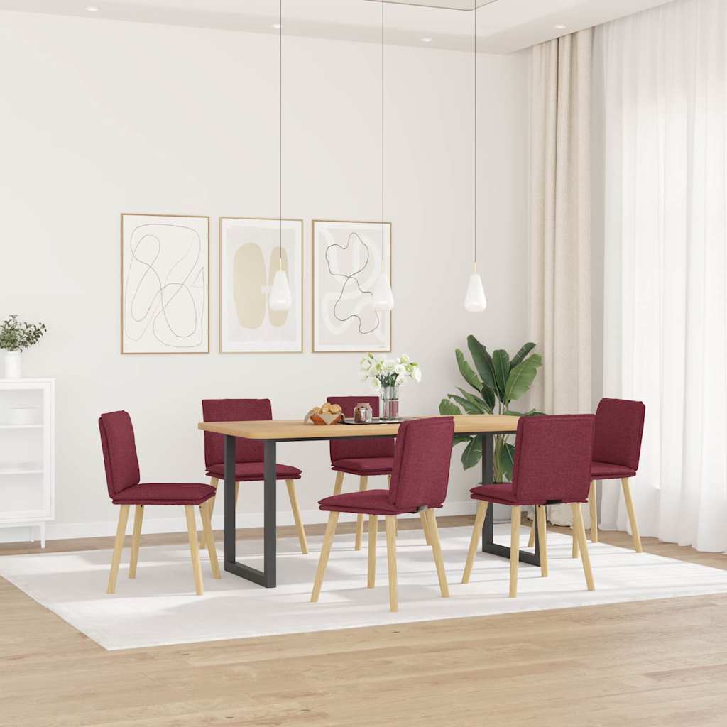 Dining chairs set of 6 burgundy red fabric