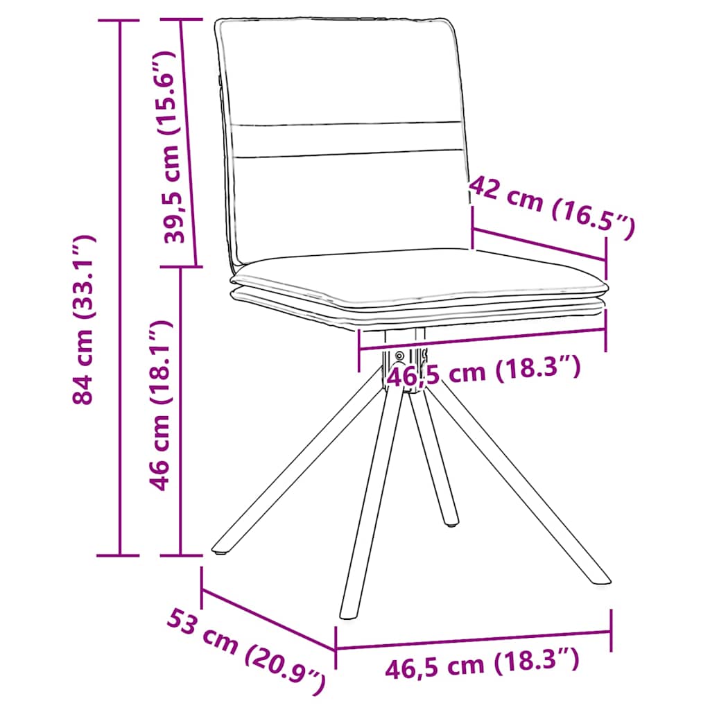 Chaises à manger lot de 6 marron similicuir daim