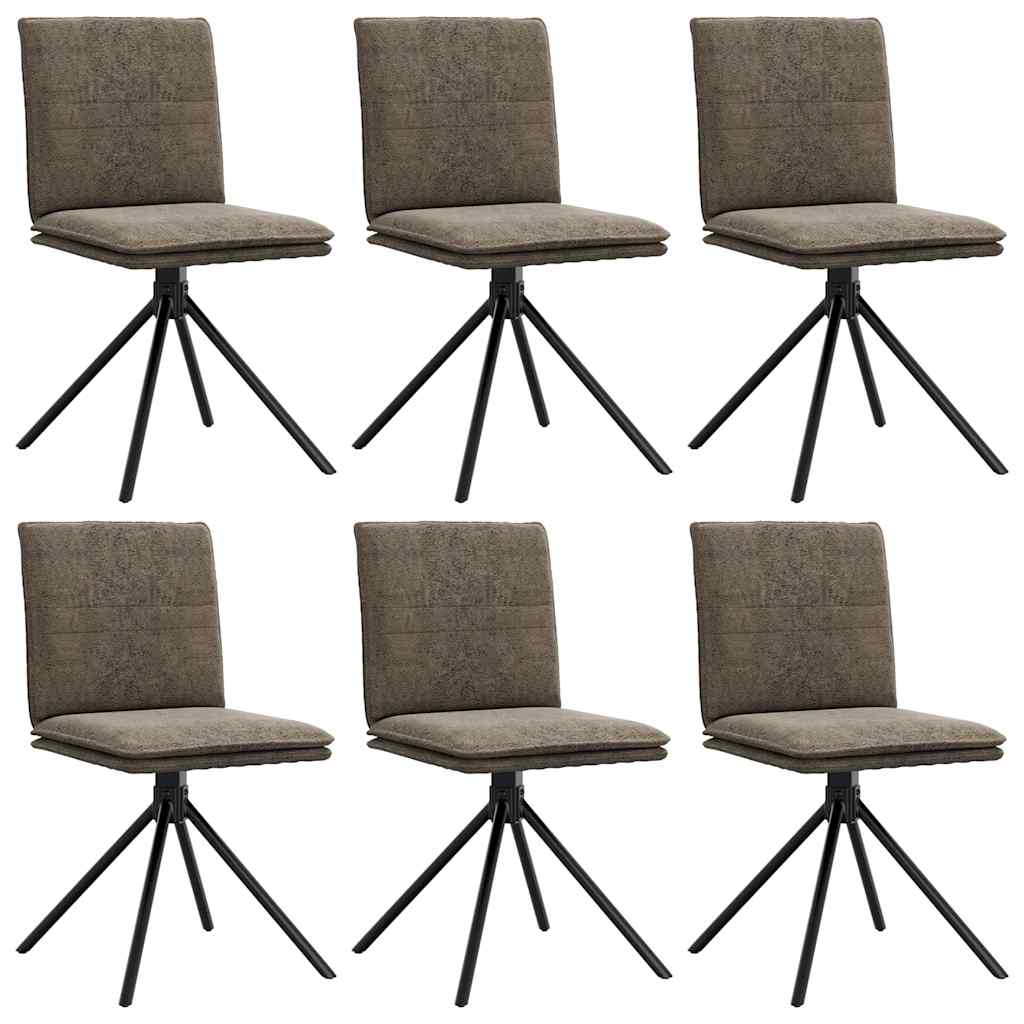 Dining chairs set of 6 dark gray faux leather suede