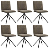 Dining chairs set of 6 dark gray faux leather suede