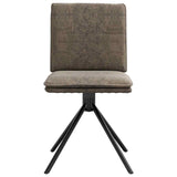 Dining chairs set of 6 dark gray faux leather suede