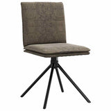 Dining chairs set of 6 dark gray faux leather suede