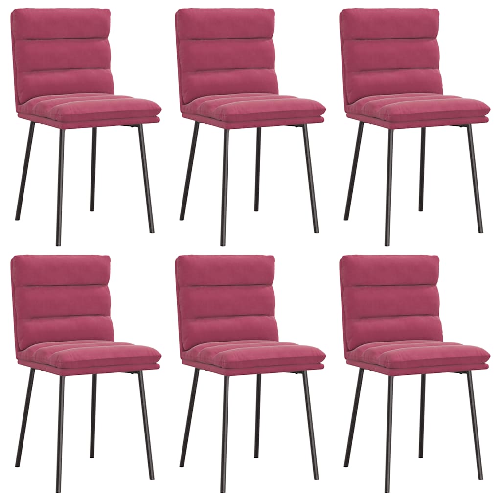 Chaises à manger lot de 6 rouge bordeaux velours