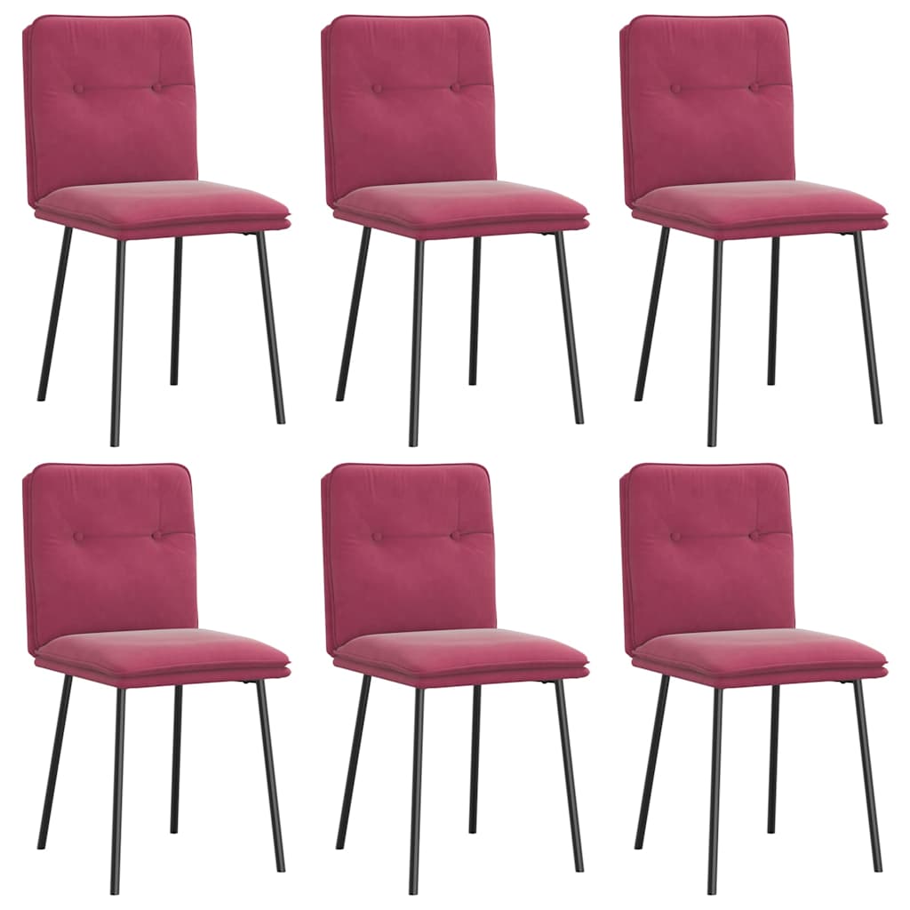 Chaises à manger lot de 6 rouge bordeaux velours