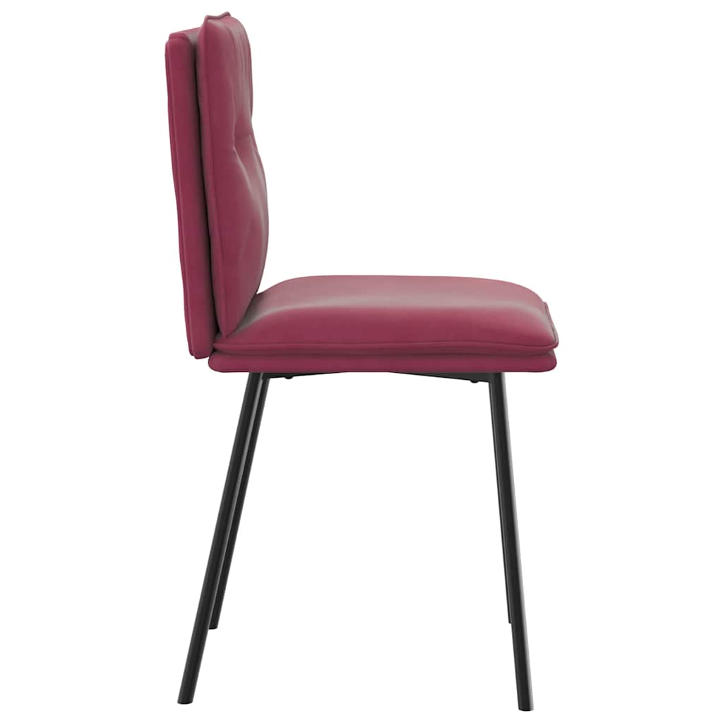 Chaises à manger lot de 6 rouge bordeaux velours