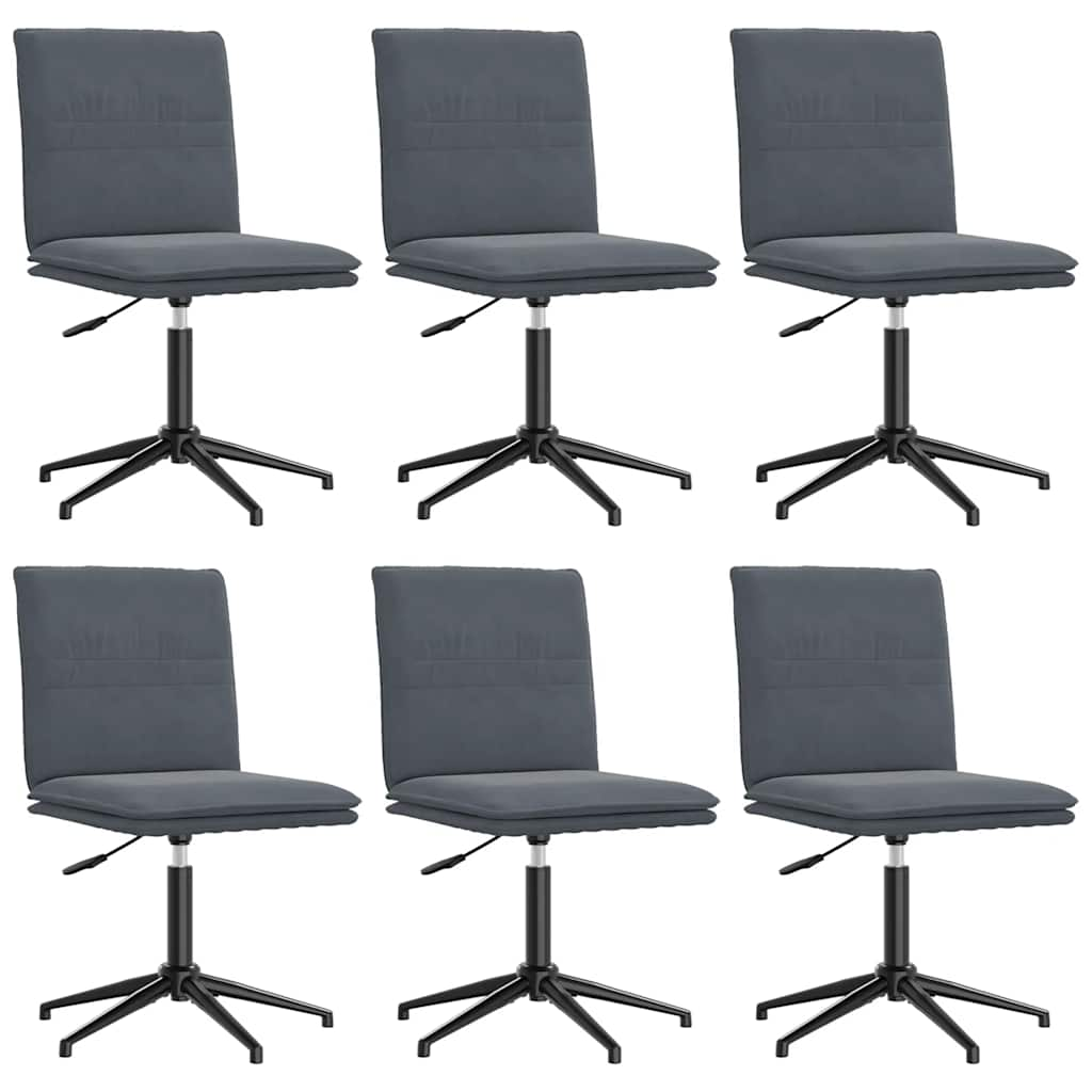 Chaises à manger lot de 6 gris foncé velours