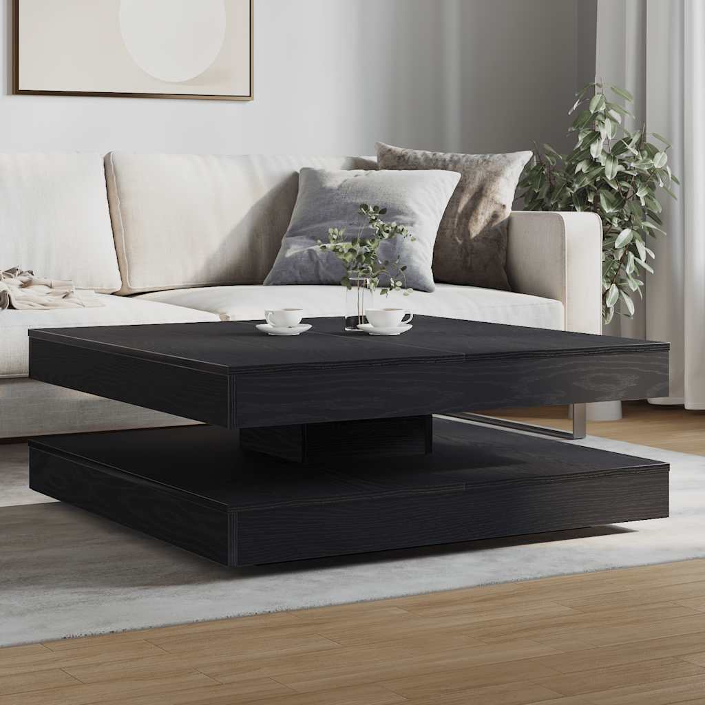 Table basse rotative à 360 degrés chêne noir 90x90x34,5 cm