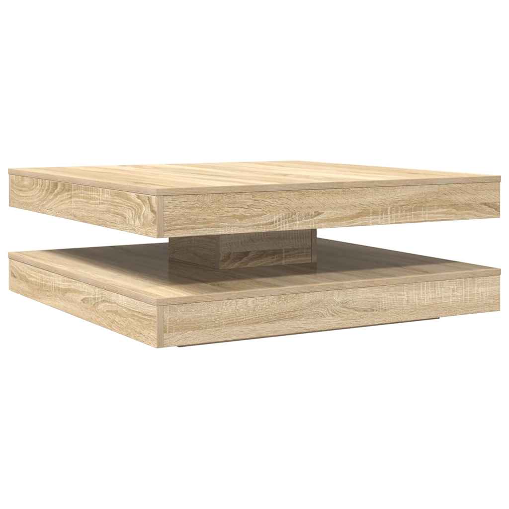 Table basse rotative à 360 degrés chêne sonoma 90x90x34,5 cm