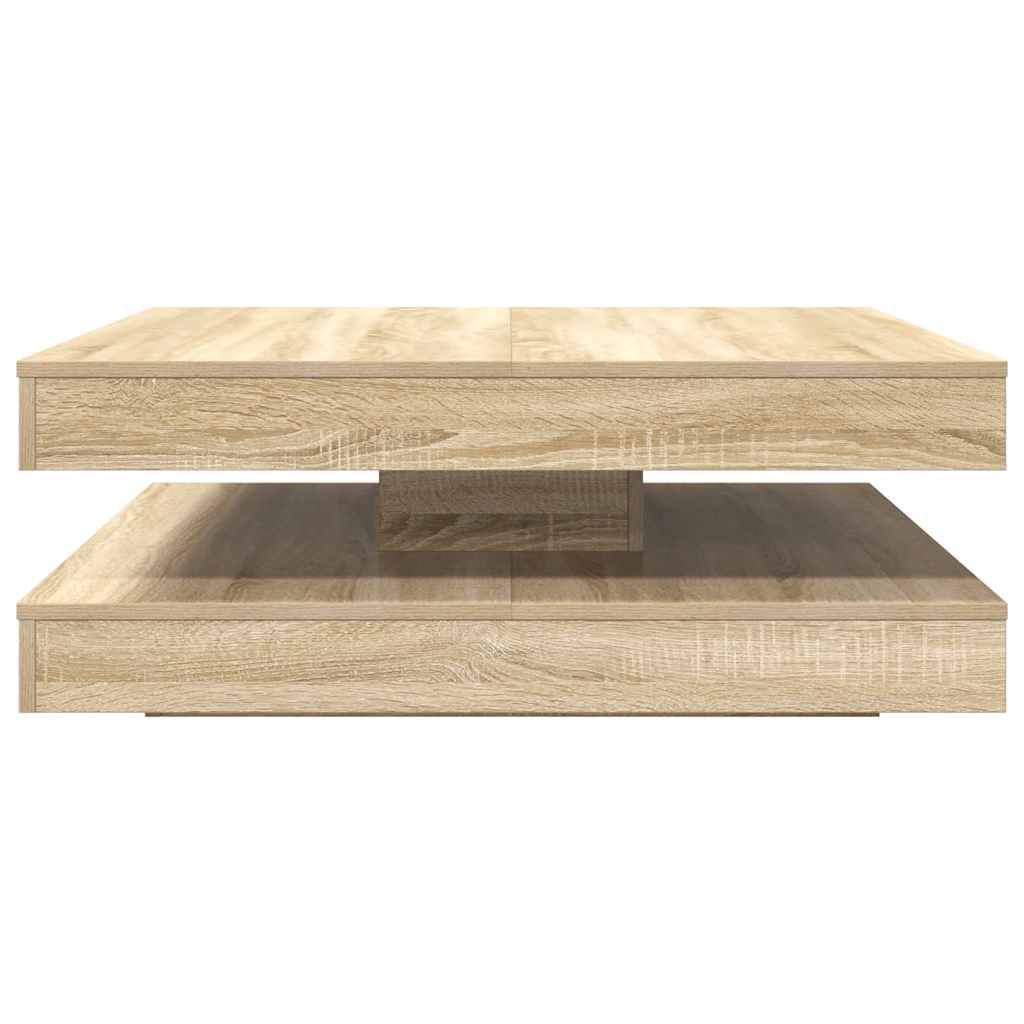 Table basse rotative à 360 degrés chêne sonoma 90x90x34,5 cm