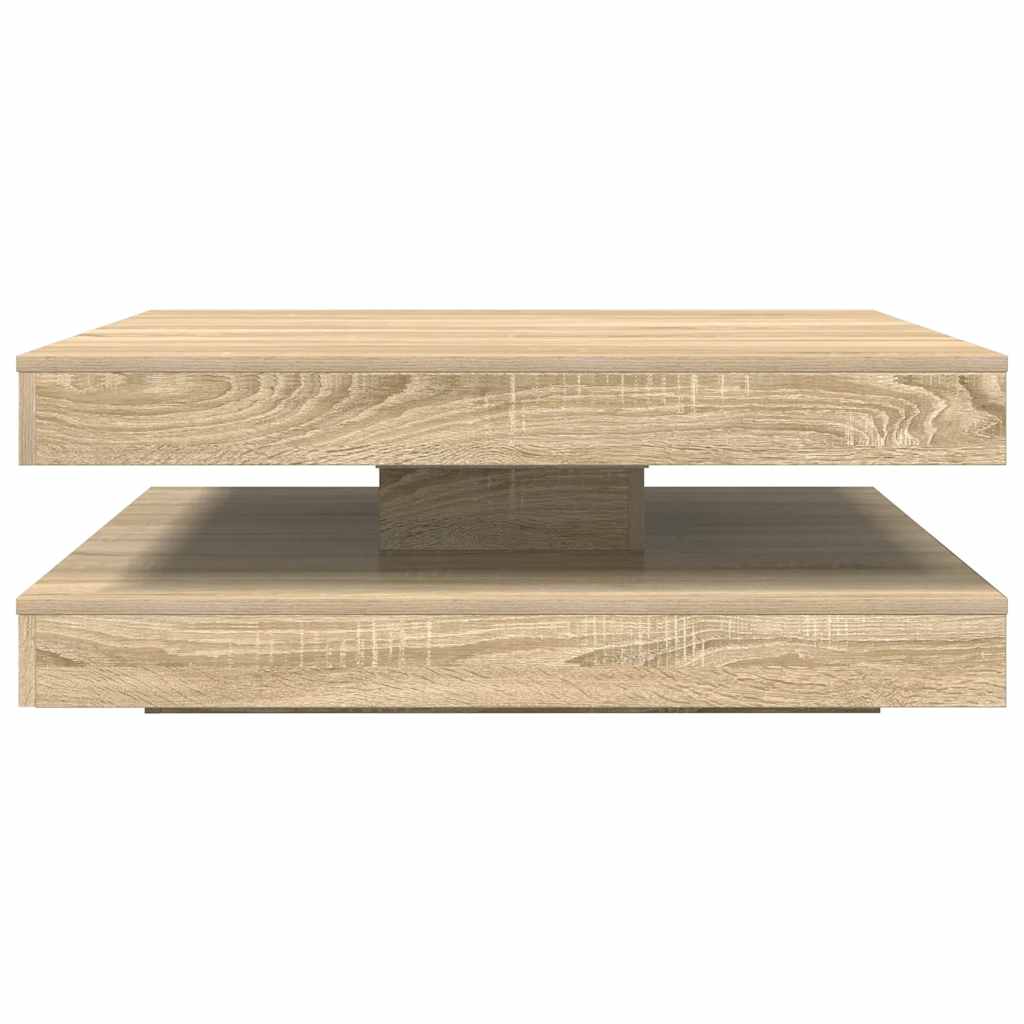 Table basse rotative à 360 degrés chêne sonoma 90x90x34,5 cm