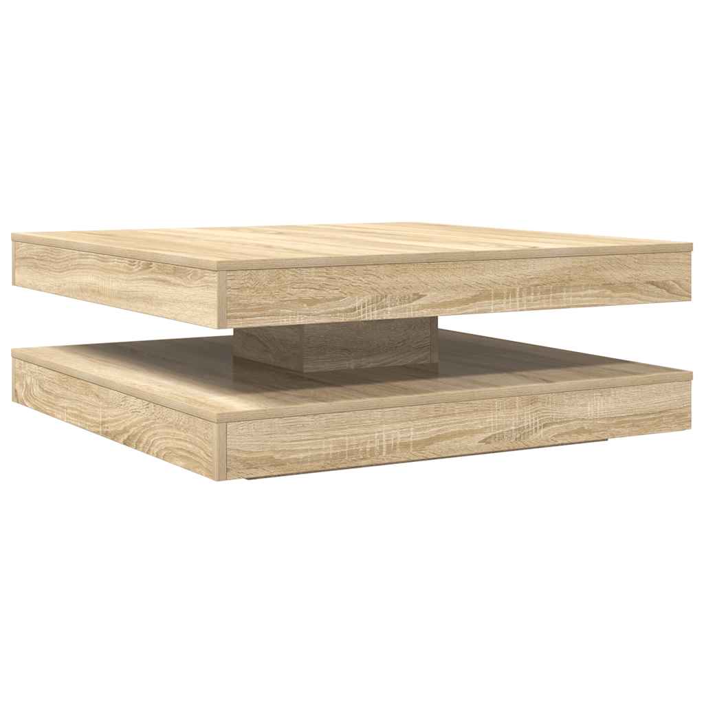 Table basse rotative à 360 degrés chêne sonoma 90x90x34,5 cm