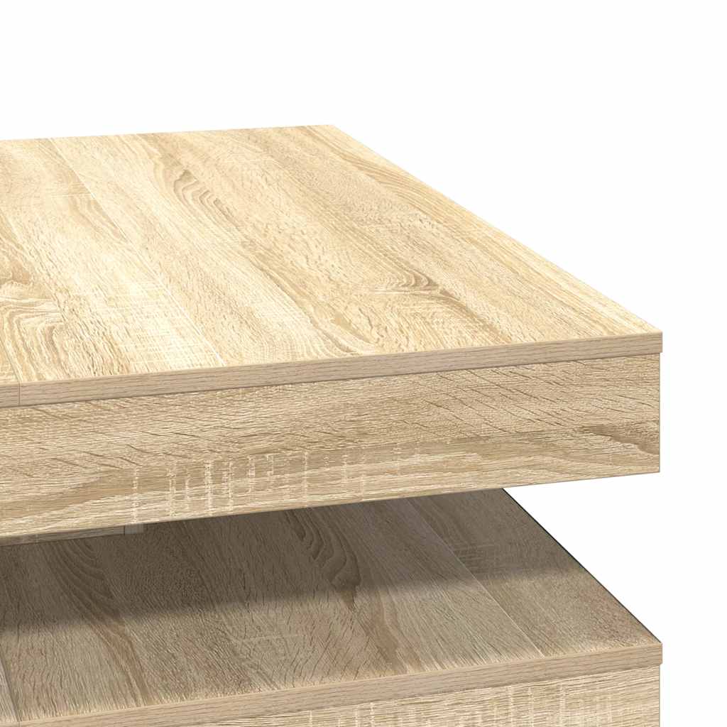 Table basse rotative à 360 degrés chêne sonoma 90x90x34,5 cm