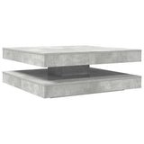 Table basse rotative à 360 degrés gris béton 90x90x34,5 cm