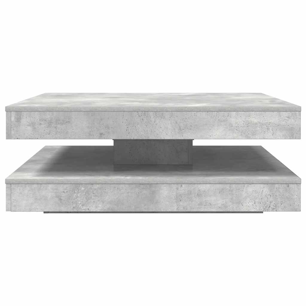 Table basse rotative à 360 degrés gris béton 90x90x34,5 cm