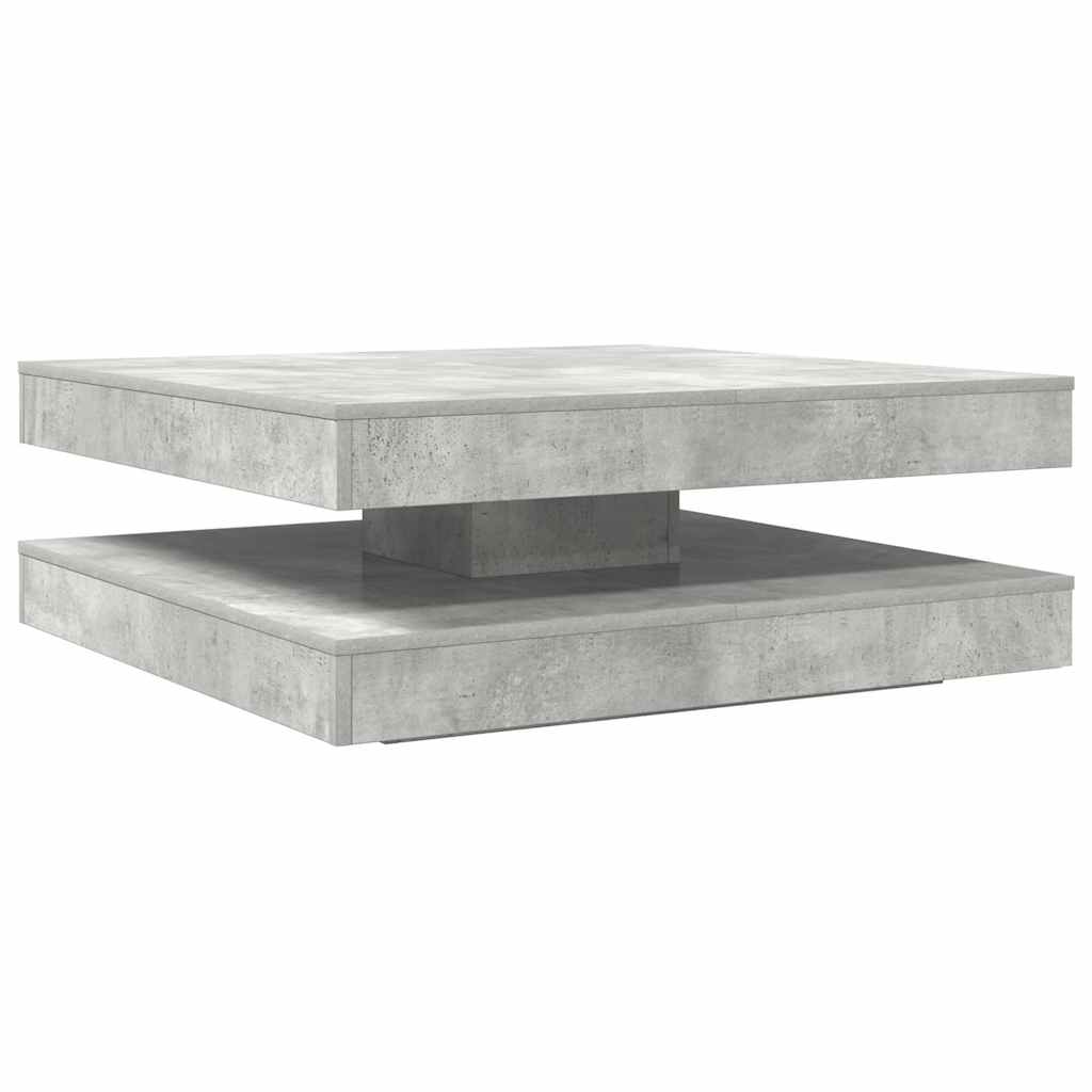 Table basse rotative à 360 degrés gris béton 90x90x34,5 cm