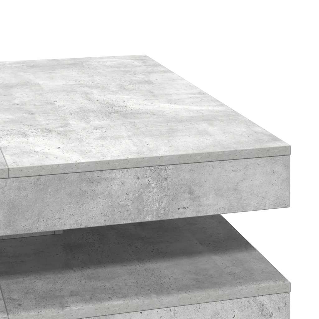 Table basse rotative à 360 degrés gris béton 90x90x34,5 cm