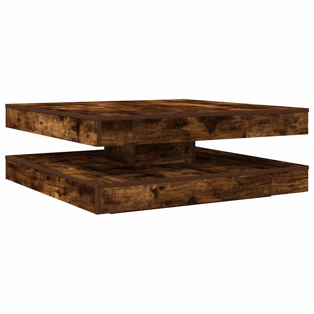 Table basse rotative à 360 degrés chêne fumé 90x90x34,5 cm