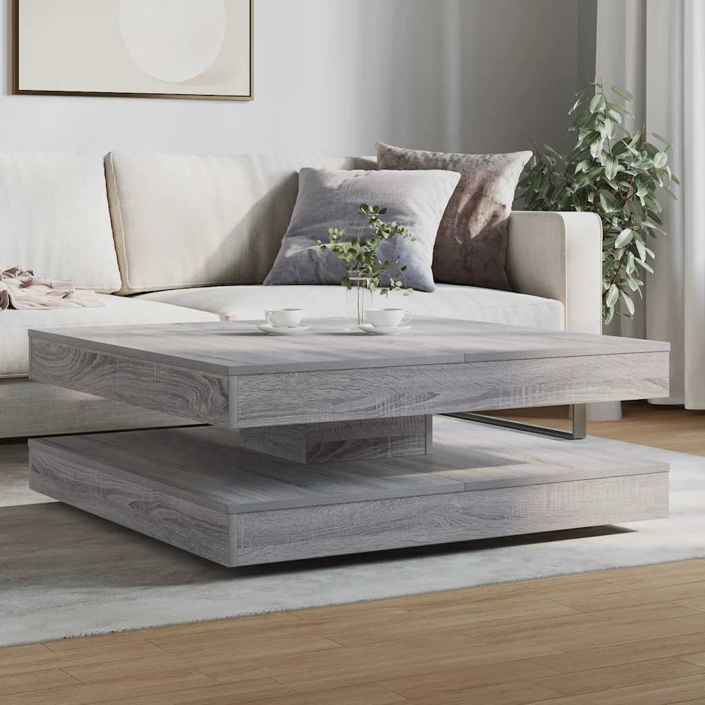 Table basse rotative à 360 degrés sonoma gris 90x90x34,5 cm