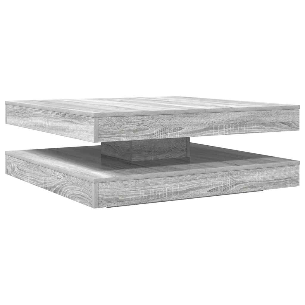 Table basse rotative à 360 degrés sonoma gris 90x90x34,5 cm