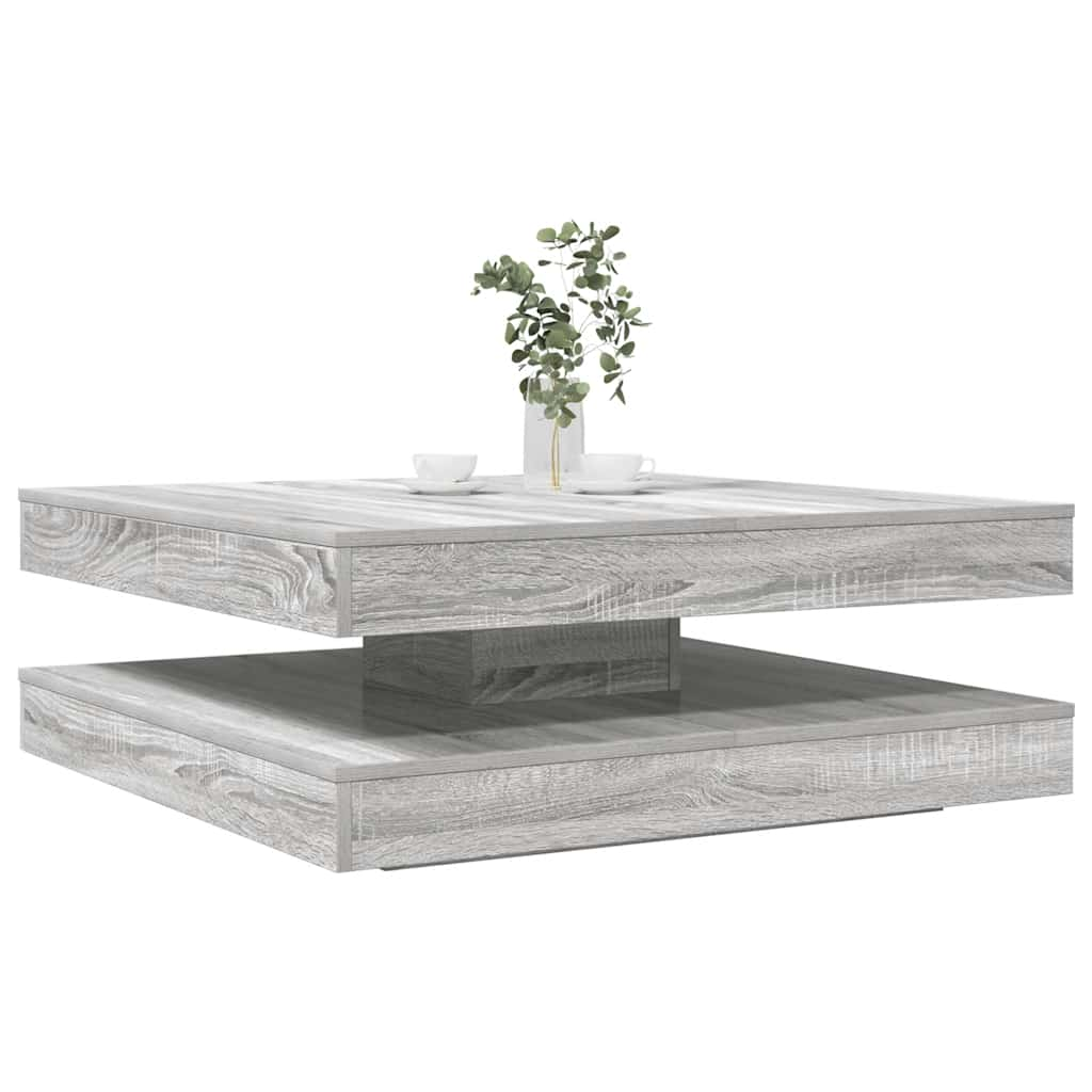 Table basse rotative à 360 degrés sonoma gris 90x90x34,5 cm