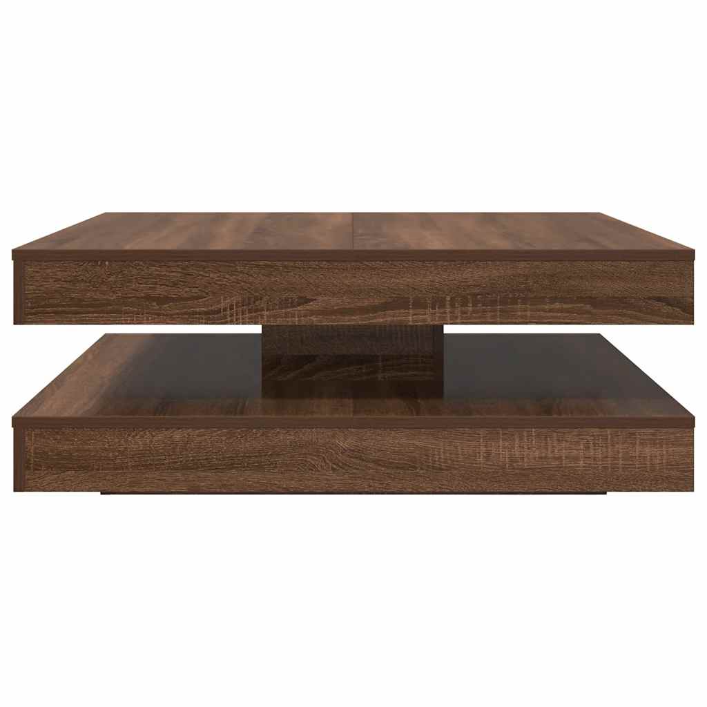 Table basse rotative à 360 degrés chêne marron 90x90x34,5 cm