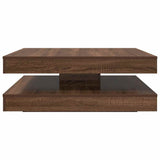 Table basse rotative à 360 degrés chêne marron 90x90x34,5 cm