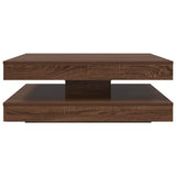 Table basse rotative à 360 degrés chêne marron 90x90x34,5 cm