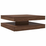 Table basse rotative à 360 degrés chêne marron 90x90x34,5 cm