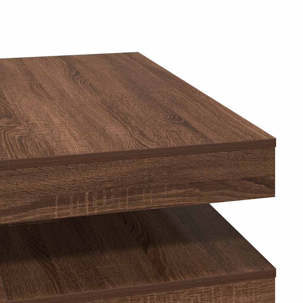 Table basse rotative à 360 degrés chêne marron 90x90x34,5 cm