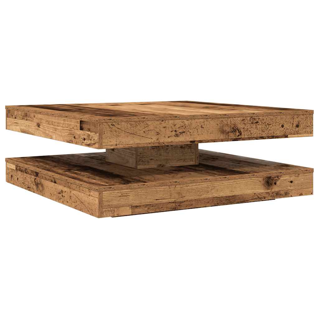 Table basse rotative à 360 degrés vieux bois 90x90x34,5 cm