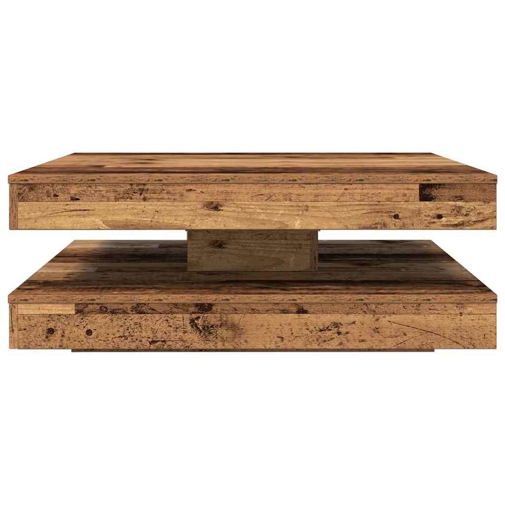 Table basse rotative à 360 degrés vieux bois 90x90x34,5 cm