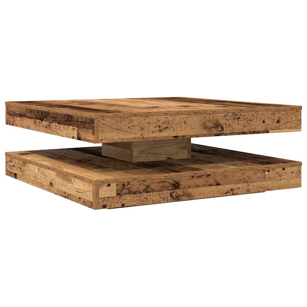 Table basse rotative à 360 degrés vieux bois 90x90x34,5 cm